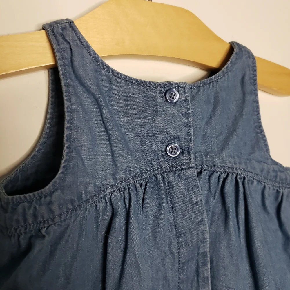 Baby Gap 12-18m Blue Denim Jean Sleeveless Swing Top Flyaway Open Back